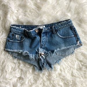 One Teaspoon Raw Hem Jean Mini Shorts